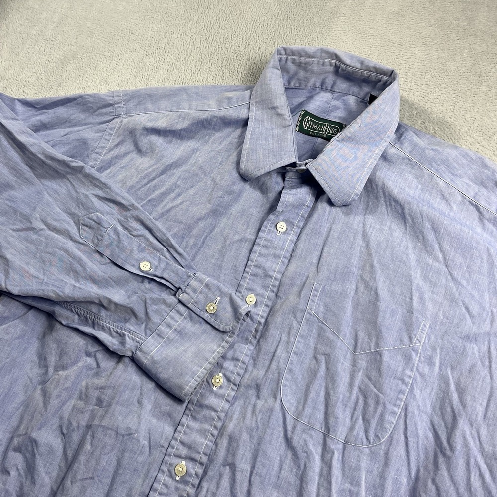 Gitman Bros Vintage Blue Check Oxford Button Down Shirt 16.5 33 Made in USA